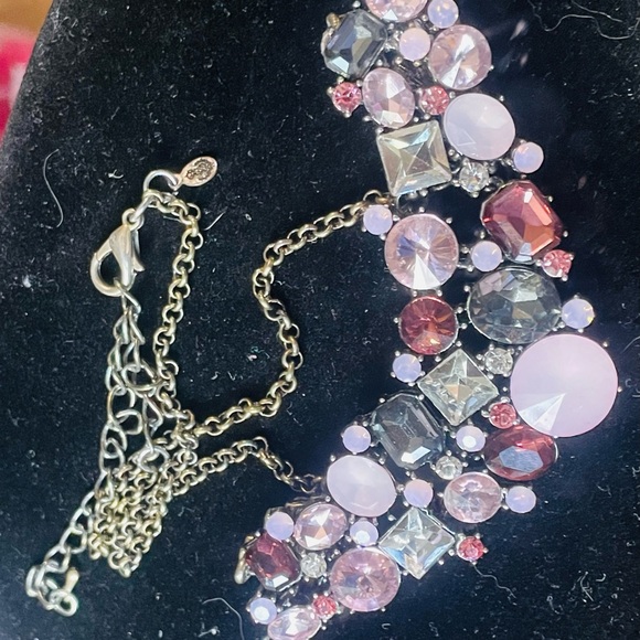 Elegant Pink and Silver Statement Necklace - Picture 2 of 6